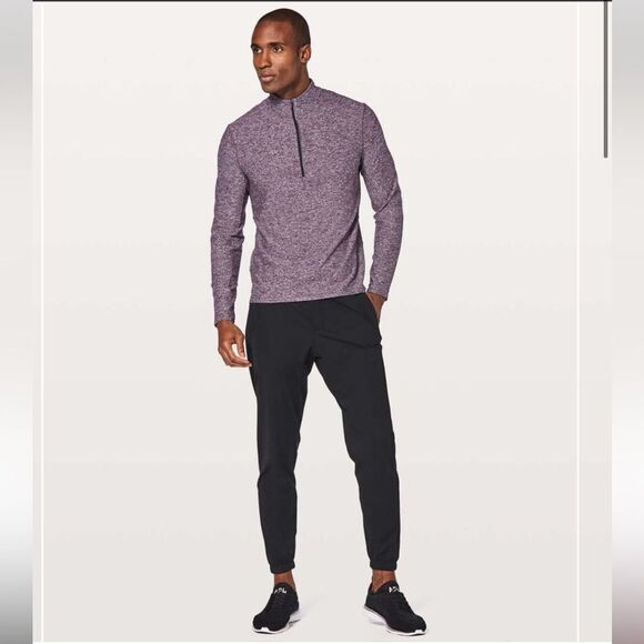 Lululemon Surge Warm 1/2 Zip Pullover Men’s Size Medium Heathered Black Cherry - Picture 2 of 14